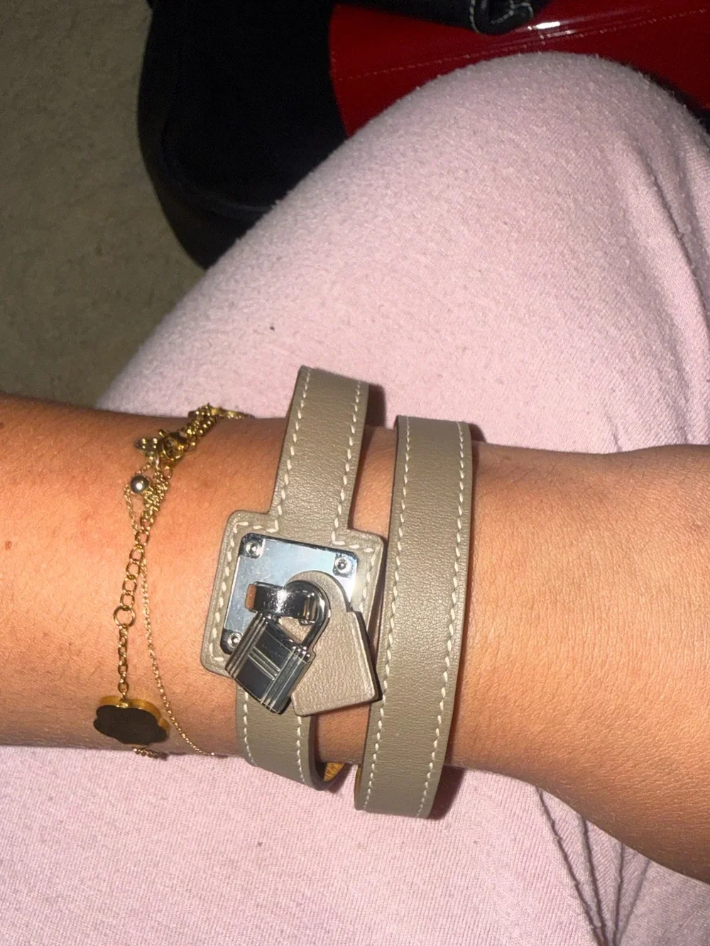 Authentic Hermes Stylish Double-Wrap Leather Smart Bracelet